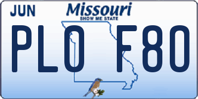 MO license plate PL0F8O