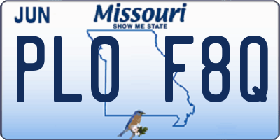 MO license plate PL0F8Q