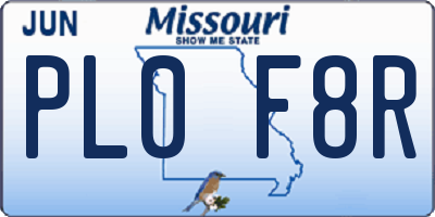 MO license plate PL0F8R