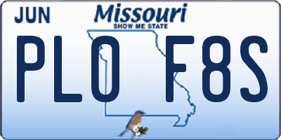 MO license plate PL0F8S