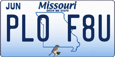 MO license plate PL0F8U