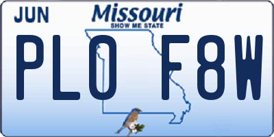 MO license plate PL0F8W