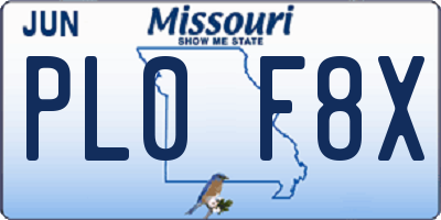 MO license plate PL0F8X