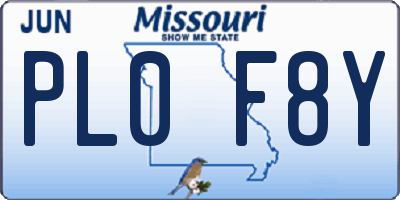 MO license plate PL0F8Y