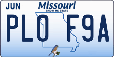 MO license plate PL0F9A
