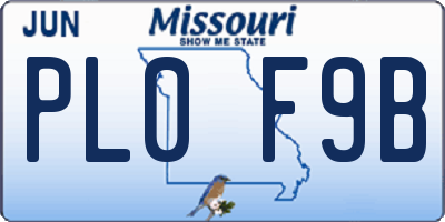 MO license plate PL0F9B