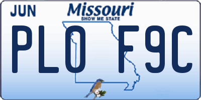 MO license plate PL0F9C