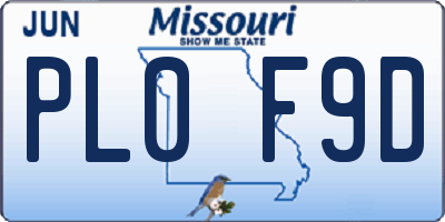 MO license plate PL0F9D