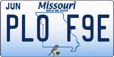 MO license plate PL0F9E