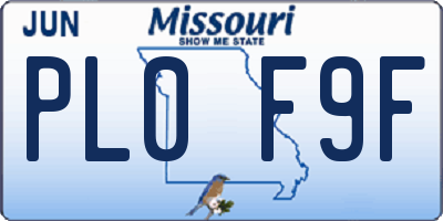 MO license plate PL0F9F