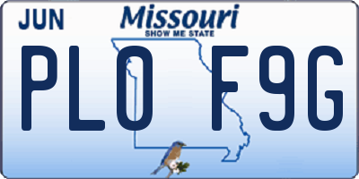 MO license plate PL0F9G