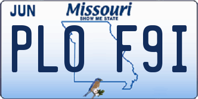 MO license plate PL0F9I