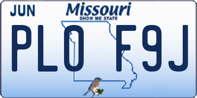 MO license plate PL0F9J