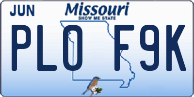 MO license plate PL0F9K