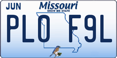 MO license plate PL0F9L