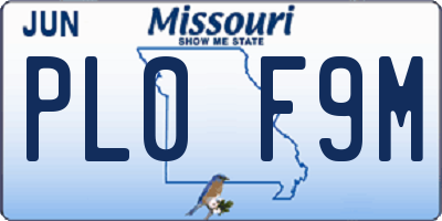MO license plate PL0F9M