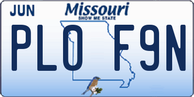 MO license plate PL0F9N