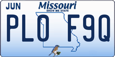 MO license plate PL0F9Q