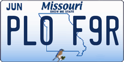 MO license plate PL0F9R