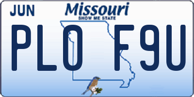 MO license plate PL0F9U