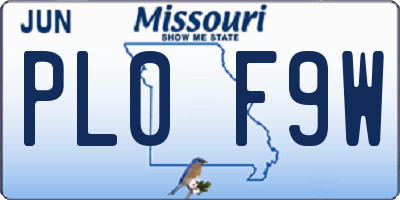 MO license plate PL0F9W