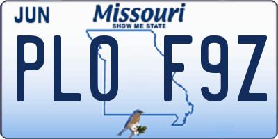 MO license plate PL0F9Z