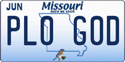MO license plate PL0G0D