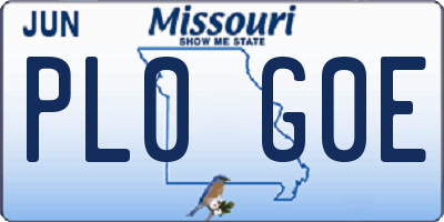 MO license plate PL0G0E