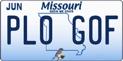 MO license plate PL0G0F