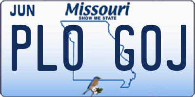 MO license plate PL0G0J