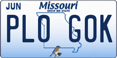 MO license plate PL0G0K