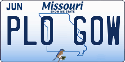 MO license plate PL0G0W