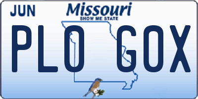 MO license plate PL0G0X
