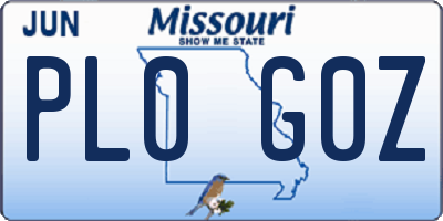 MO license plate PL0G0Z