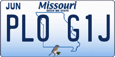MO license plate PL0G1J