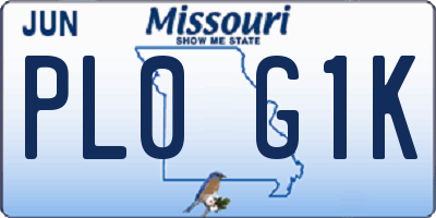 MO license plate PL0G1K