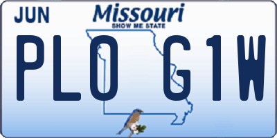 MO license plate PL0G1W