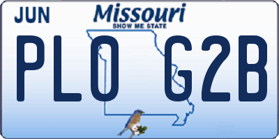 MO license plate PL0G2B