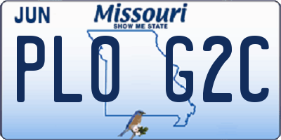 MO license plate PL0G2C