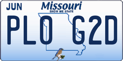 MO license plate PL0G2D
