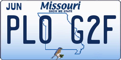 MO license plate PL0G2F