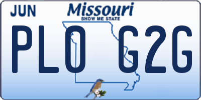 MO license plate PL0G2G