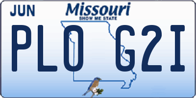 MO license plate PL0G2I
