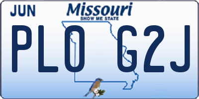 MO license plate PL0G2J
