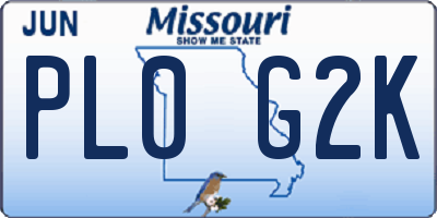 MO license plate PL0G2K