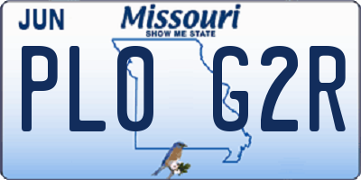 MO license plate PL0G2R