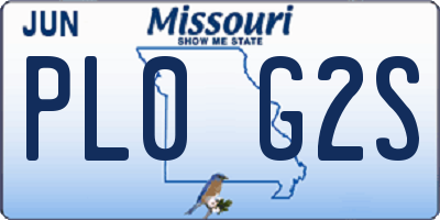 MO license plate PL0G2S