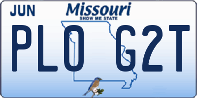 MO license plate PL0G2T