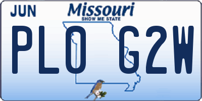 MO license plate PL0G2W