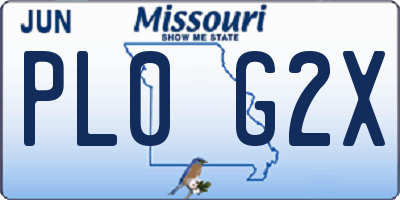 MO license plate PL0G2X